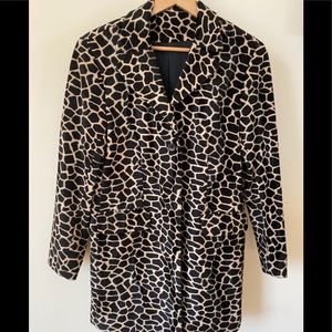 Giraffe print faux fur coat